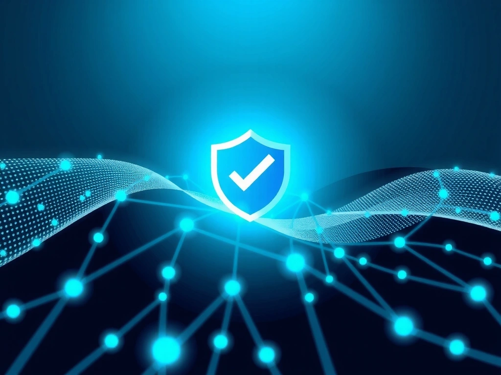 Abstract depiction of data collection, with a secure shield in the center