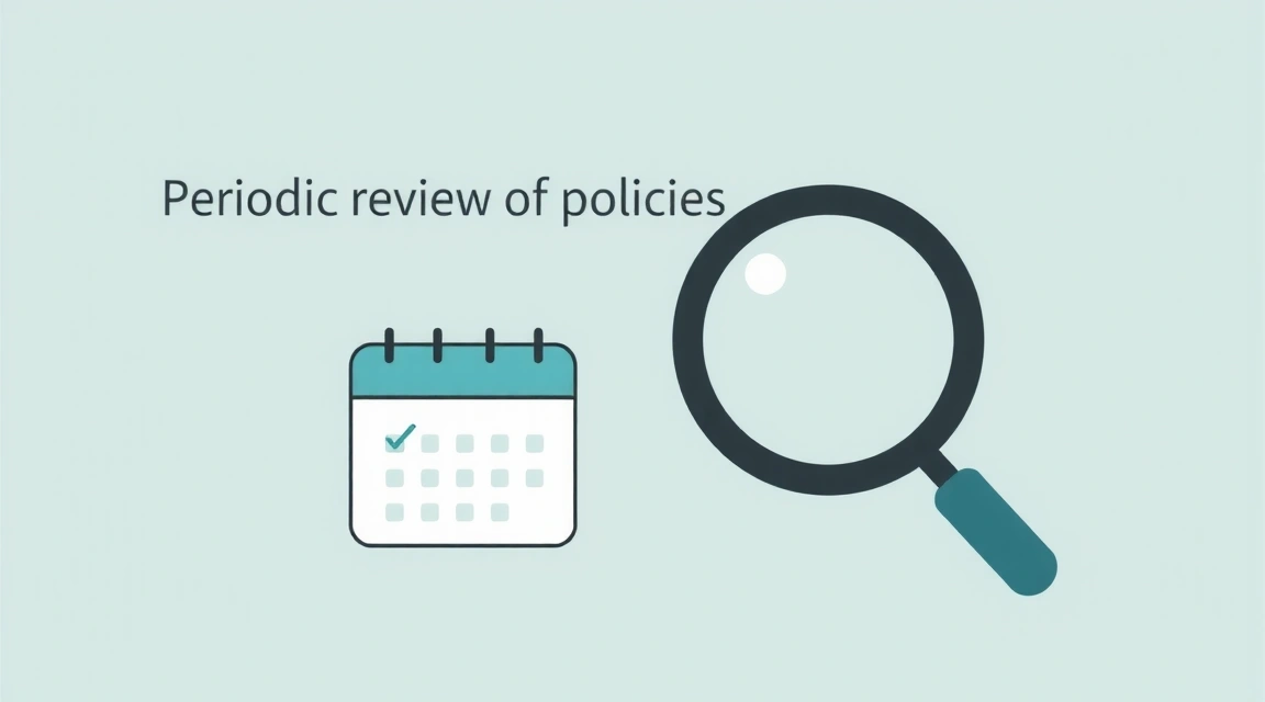 Calendar icon with a magnifying glass, symbolizing policy review and updates