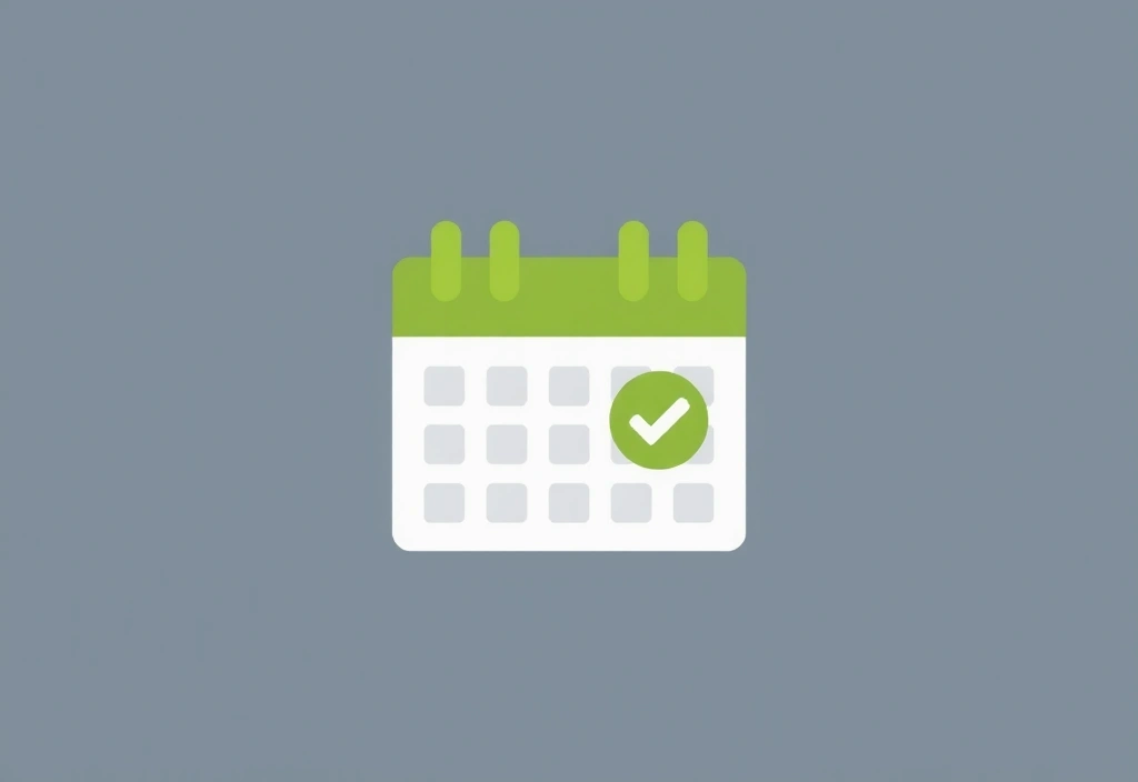 Calendar icon with a checkmark, symbolizing updates